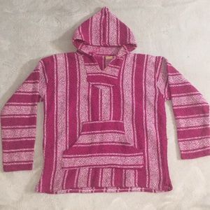 Pink Striped Poncho Sweater